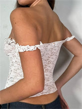 Lace Floral See Through Sleeveless Camis for Ruffle Strap Tie-up O-neck Slim Fit Tank Mini Vest Crop Tops